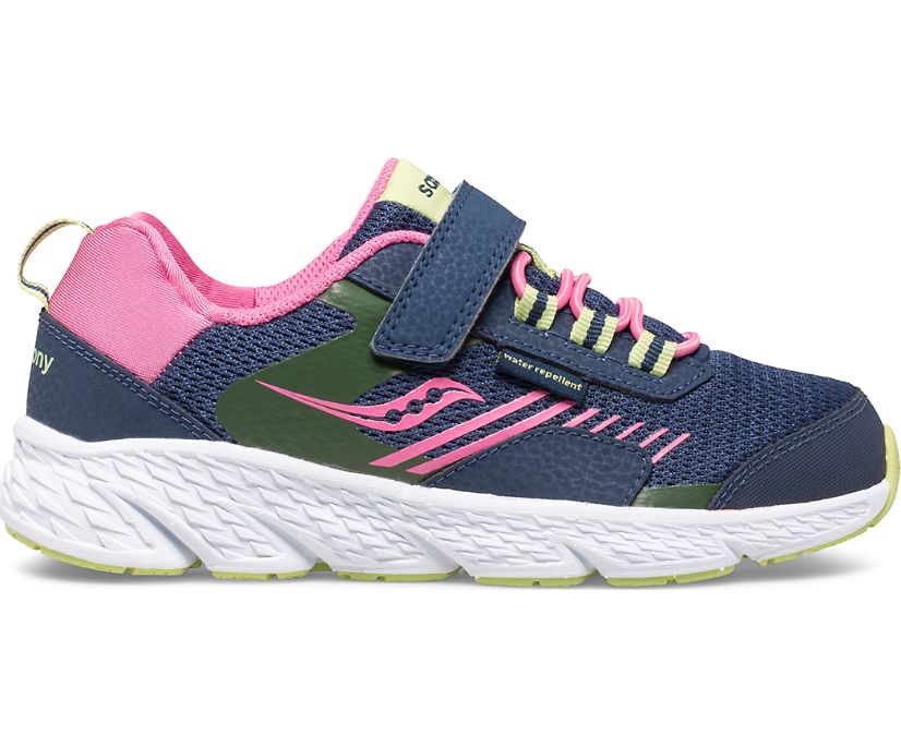 Saucony Wind Shield A/C Kids\' Sneakers Navy / Green / Pink | Canada 781QMAZ